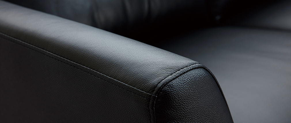 Canap� cuir 3 places noir JOPLIN - cuir de buffle