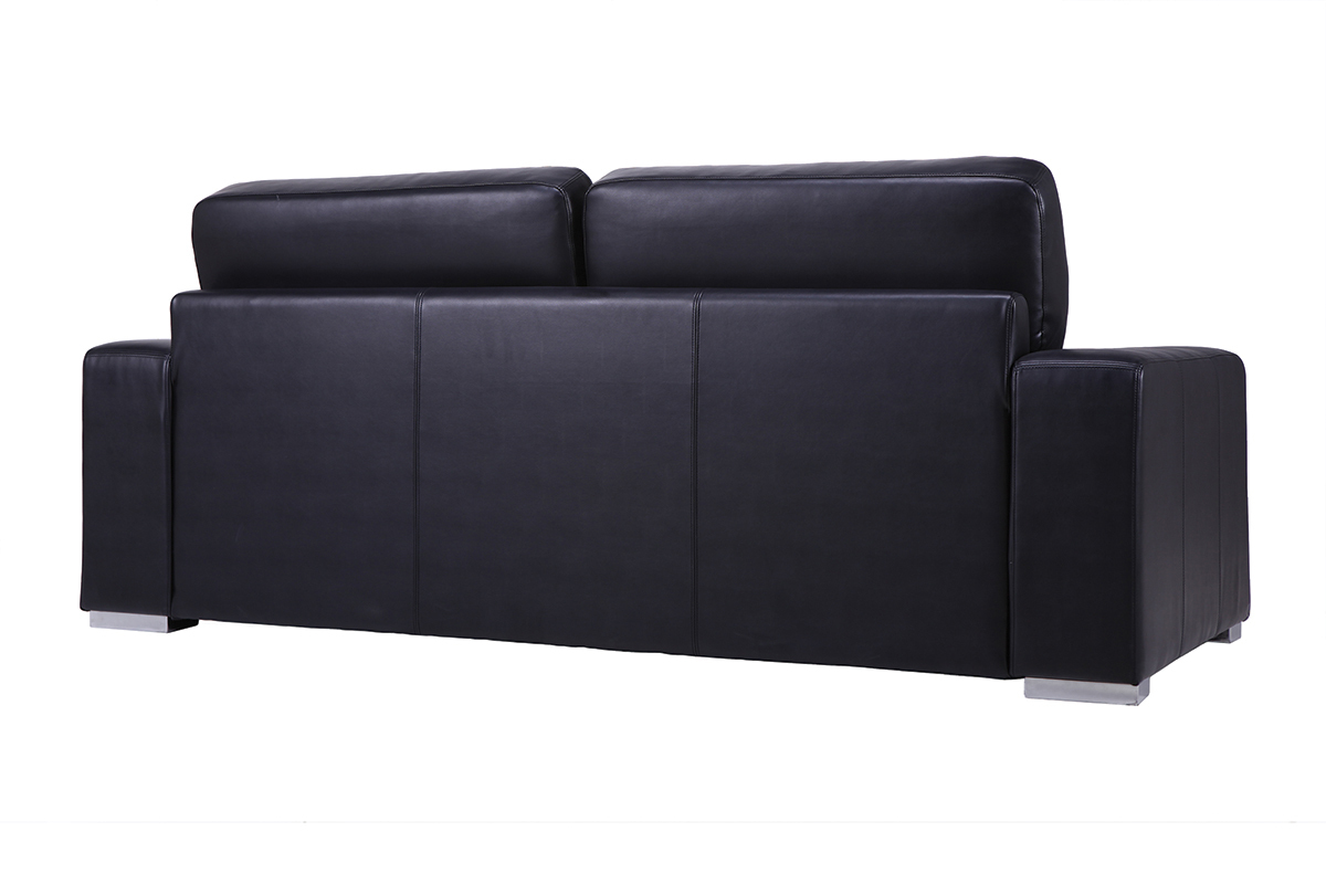 Canap� cuir convertible ouverture express 3 places noir vintage STRATFORD - cuir de vache
