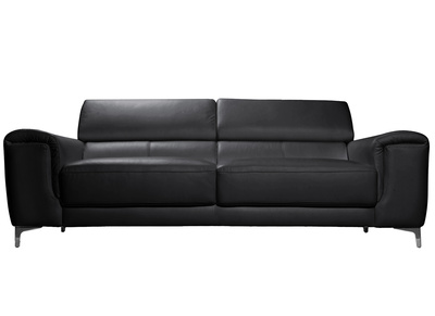 canap&eacute; cuir design 3 places avec t&ecirc;ti&egrave;res relax noir NEVADA - cuir de buffle