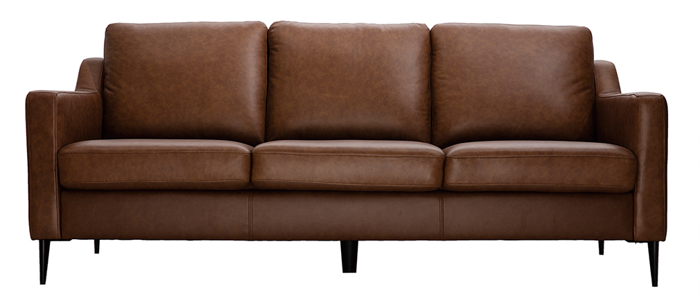 Canap� cuir design 3 places marron OXMO - cuir de buffle