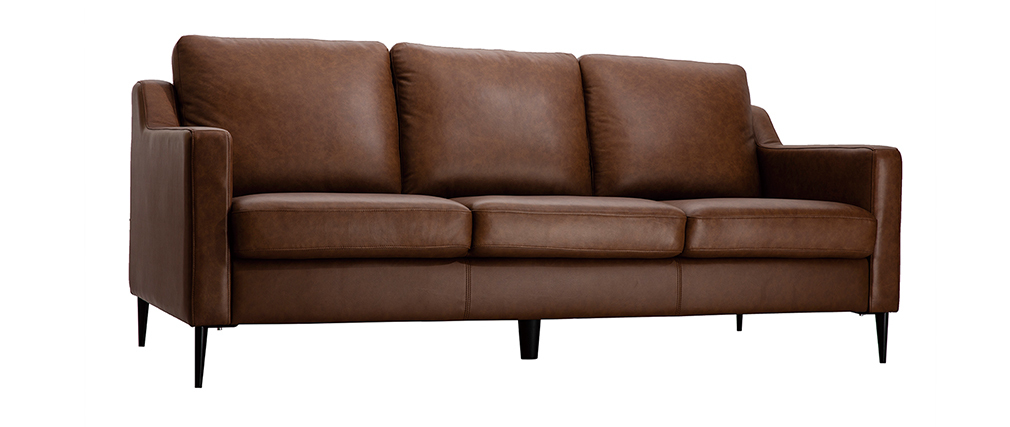 Canap� cuir design 3 places marron OXMO - cuir de buffle