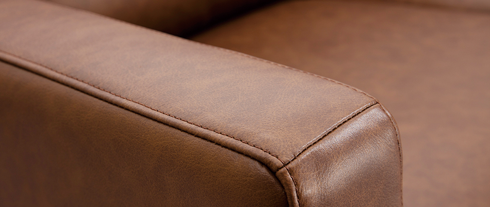 Canap� cuir design 3 places marron OXMO - cuir de buffle