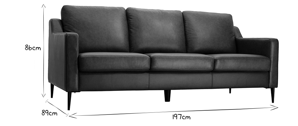 Canap� cuir design 3 places marron OXMO - cuir de buffle
