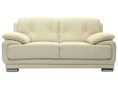 Canap&eacute; cuir design cr&egrave;me 2 places TAMARA - cuir de vache