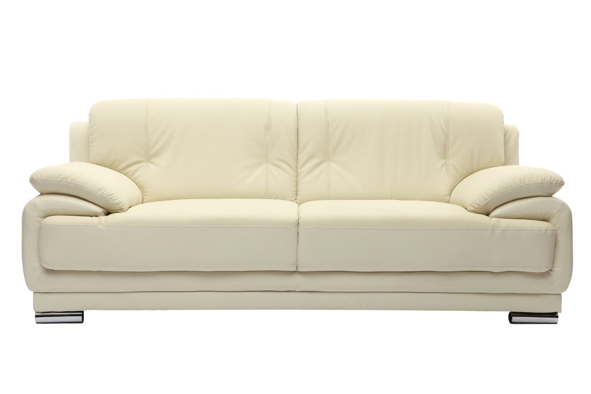 Canap� cuir design cr�me 3 places TAMARA-  cuir de vache