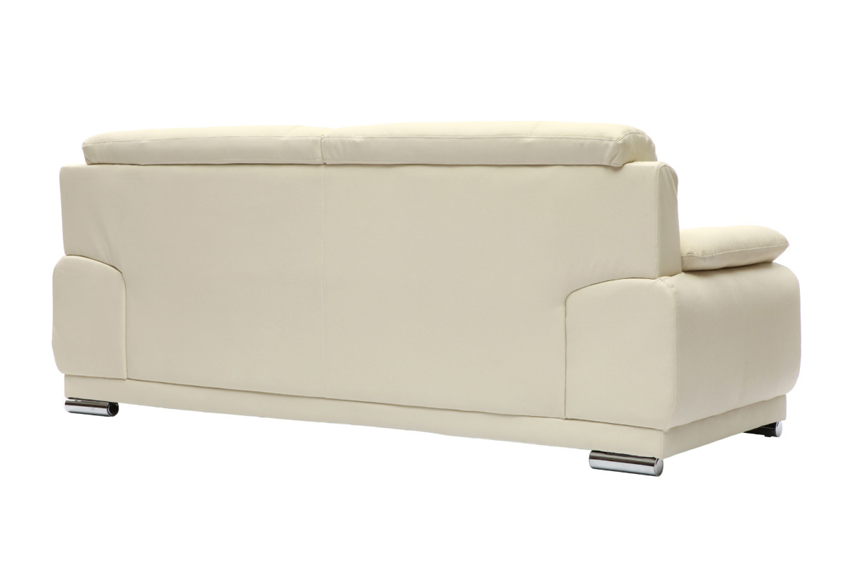 Canap� cuir design cr�me 3 places TAMARA-  cuir de vache