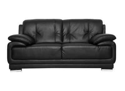Canap&eacute; cuir design noir 2 places TAMARA - cuir de vache