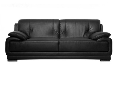 Canap&eacute; cuir design noir 3 places TAMARA - cuir de vache