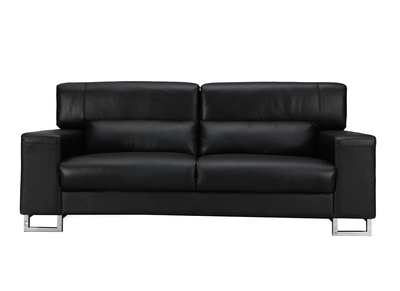 Canap&eacute; cuir design noir trois places t&ecirc;ti&egrave;res relax noir ARIZONA - Cuir de vachette