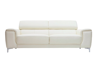 Canap&eacute; cuir design trois places avec t&ecirc;ti&egrave;res relax blanc NEVADA - cuir de buffle