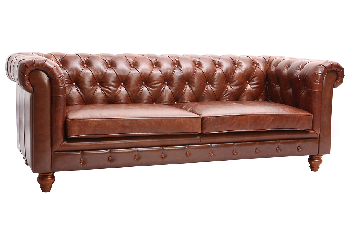 Canap� cuir vintage 3 places CHESTERFIELD - cuir de buffle