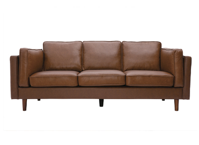 Canap&eacute; cuir vintage 3 places marron BRADLEY - cuir de buffle