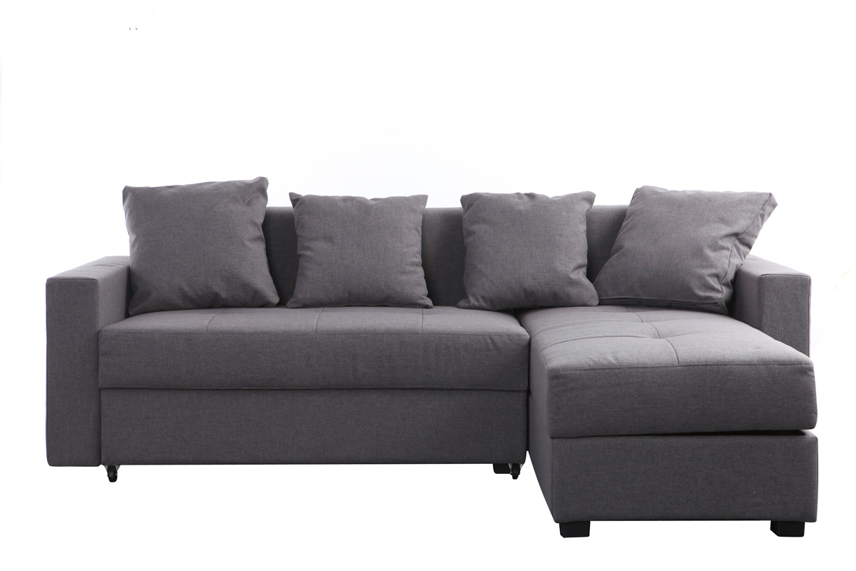 Canap� d'angle convertible gris (angle droit) HALVIN