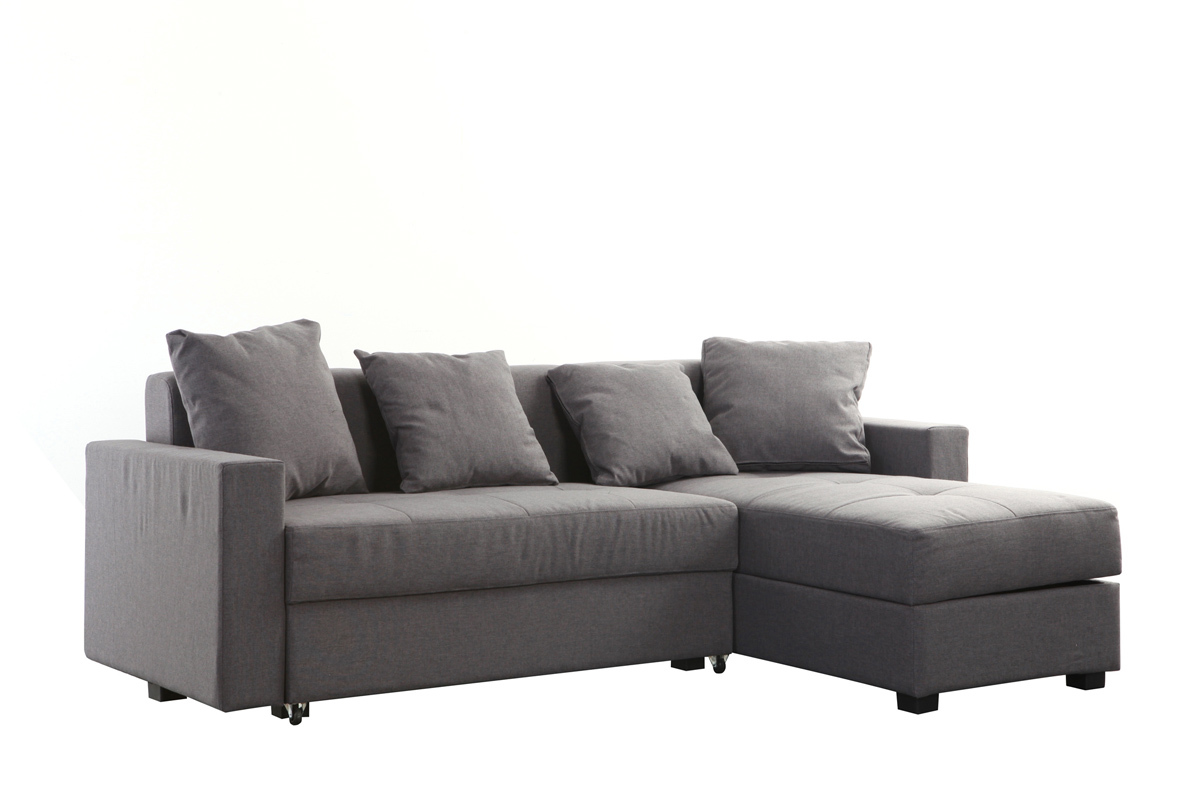 Canap� d'angle convertible gris (angle droit) HALVIN
