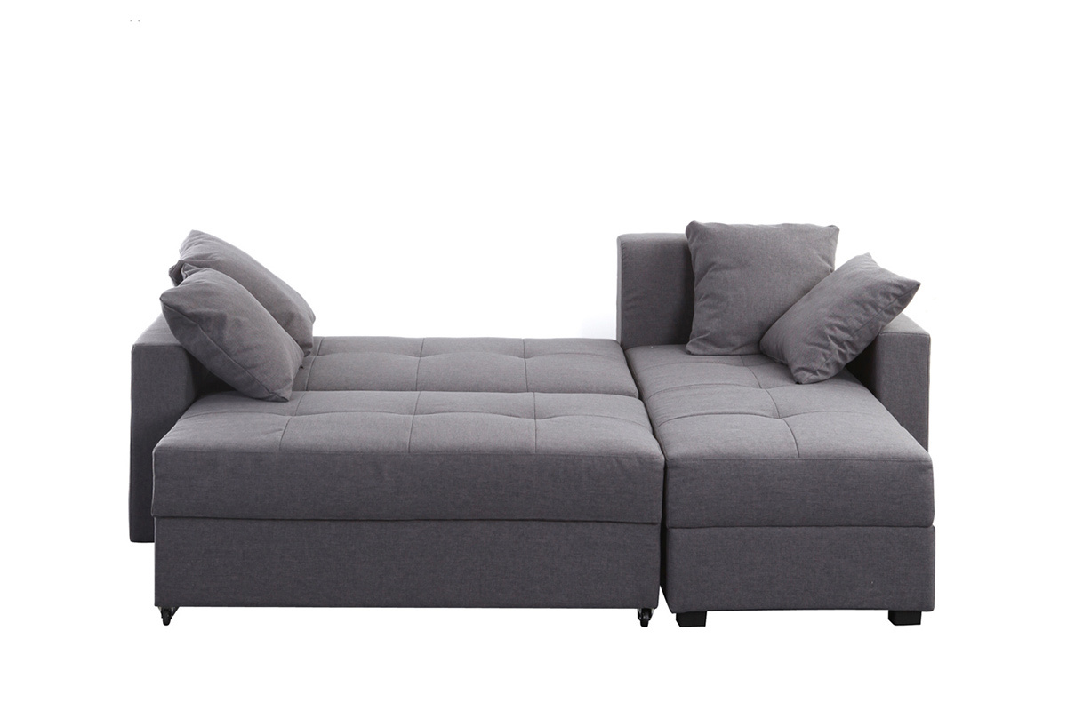 Canap� d'angle convertible gris (angle droit) HALVIN