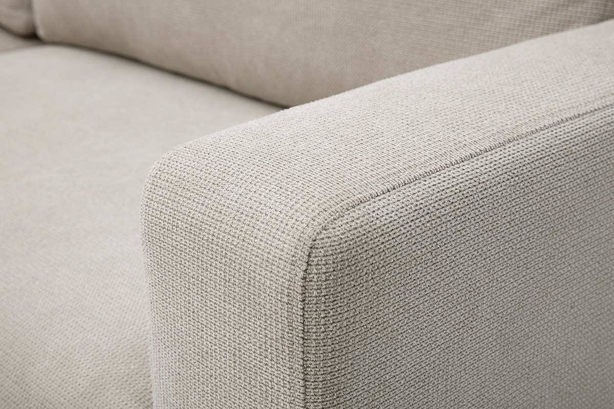 Canap� d'angle convertible r�versible avec coffre 3-4 places en tissu chenille beige NESTO