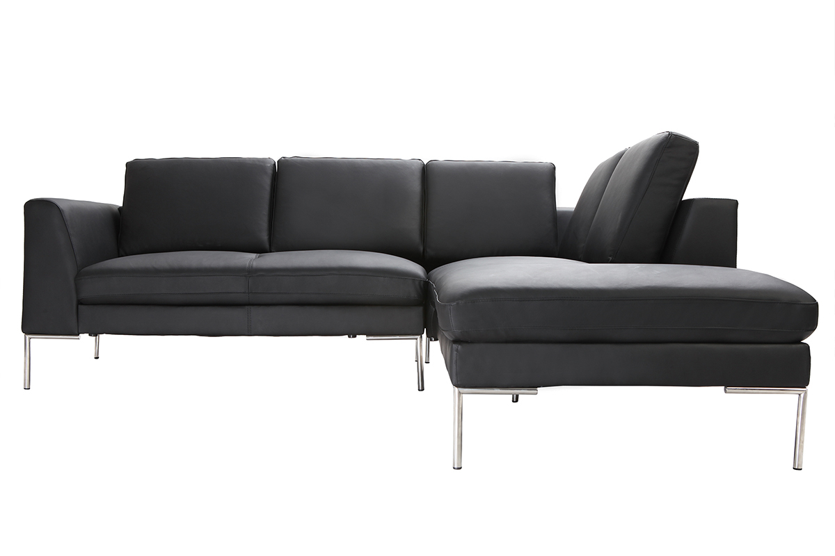Canap� d'angle design 5 places cuir noir  (angle droit)  OXFORD