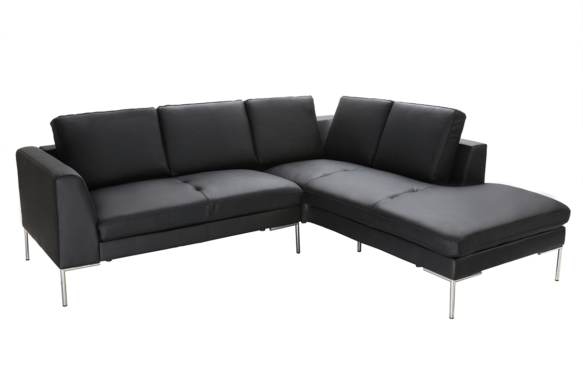 Canap� d'angle design 5 places cuir noir  (angle droit)  OXFORD