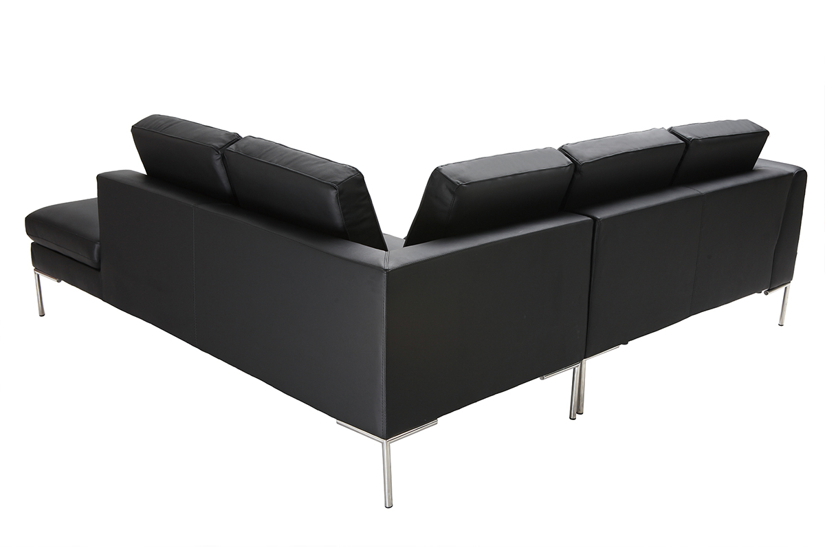 Canap� d'angle design 5 places cuir noir  (angle droit)  OXFORD