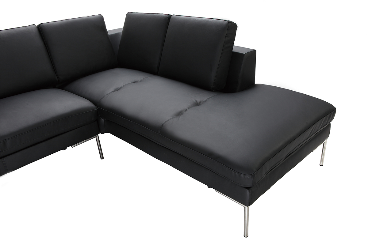 Canap� d'angle design 5 places cuir noir  (angle droit)  OXFORD