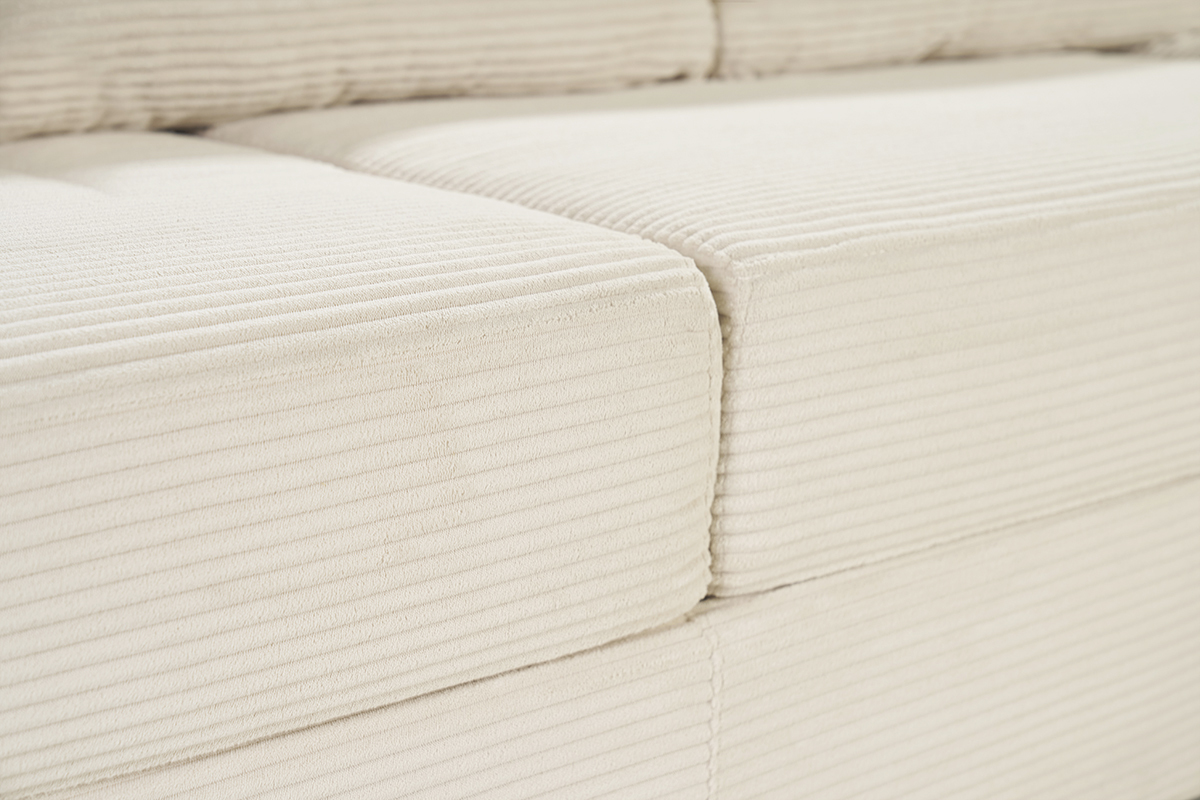 Canap d'angle droit convertible 4 places en tissu velours ctel beige avec matelas 13 cm BACIO