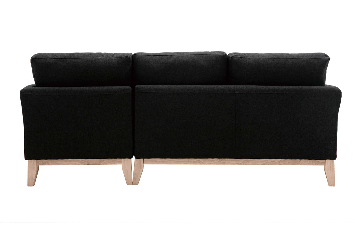 Canap d'angle droit dhoussable scandinave 4 places en tissu gris fonc et bois clair OSLO