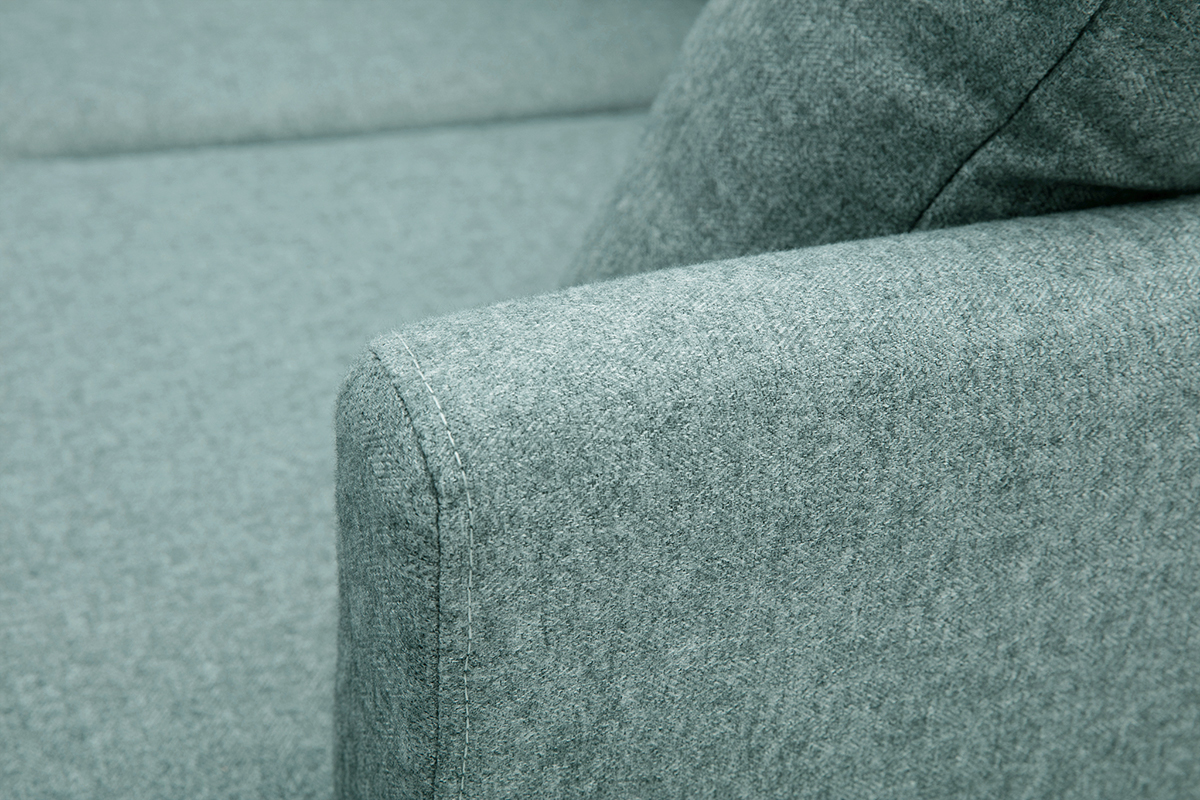Canap d'angle droit dhoussable scandinave 4 places en tissu vert de gris et bois clair OSLO