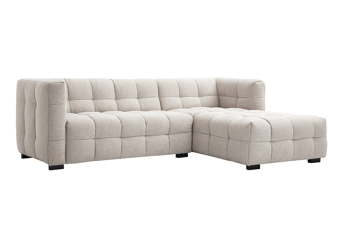 Canap d'angle droit design 3 places en tissu effet velours textur beige CORTO