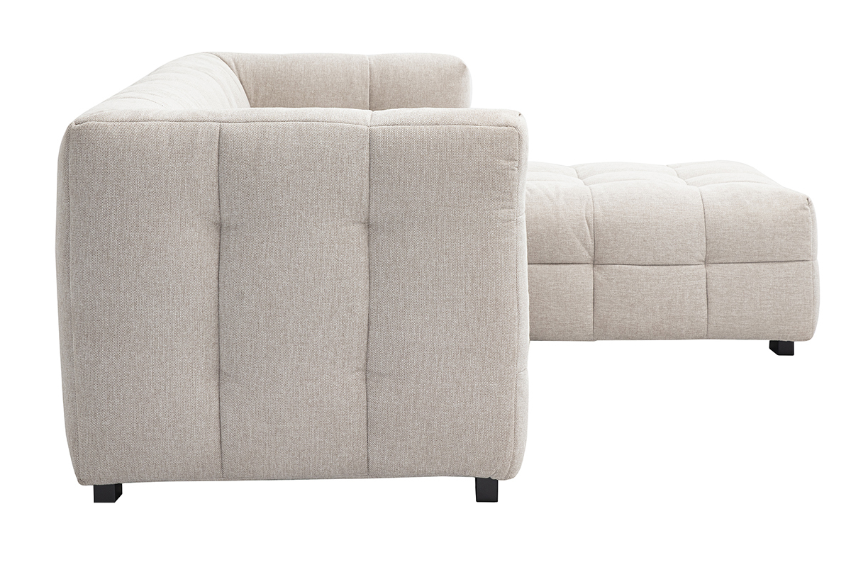 Canap d'angle droit design 3 places en tissu effet velours textur beige CORTO