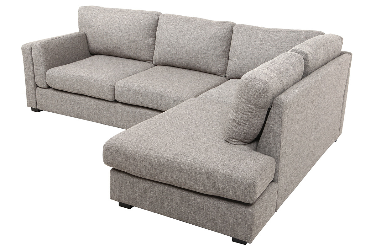 Canap� d'angle droit design 5 places tissu gris MILORD