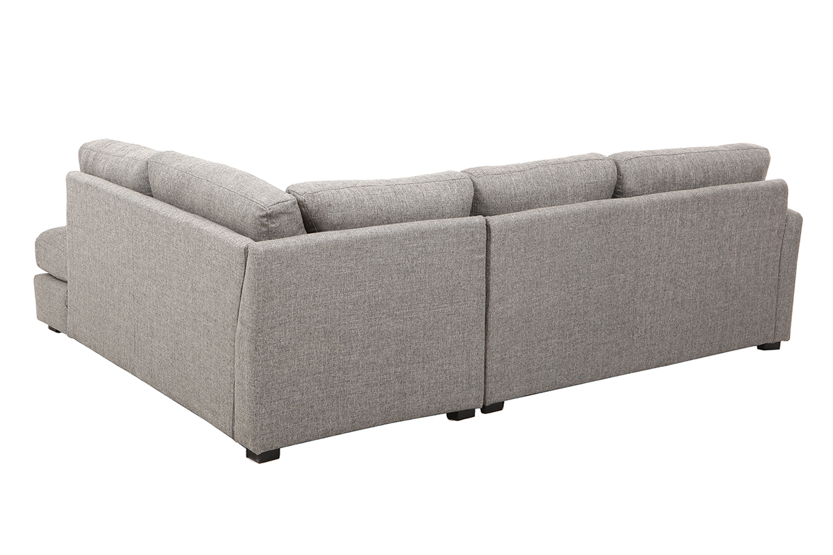 Canap� d'angle droit design 5 places tissu gris MILORD