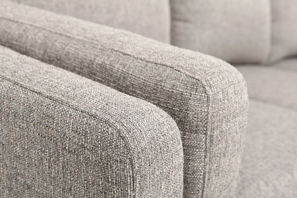 Canap� d'angle droit design 6 places tissu gris clair MILORD