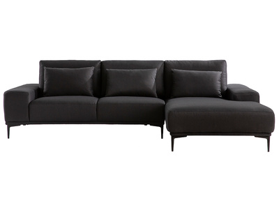 Canapé d'angle droit design en tissu gris foncé avec dossier ajustable KONRAD