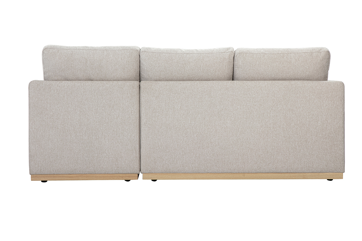 Canap d'angle droit en tissu effet velours textur beige 3 places MOSS