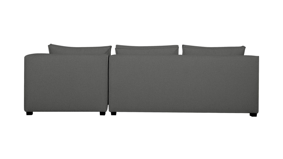 Canap d'angle droit modulable avec chauffeuse double en tissu gris anthracite PLURIEL