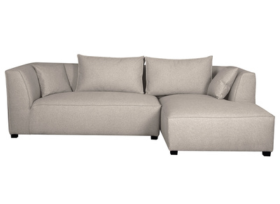 Canap&eacute; d'angle droit modulable tissu beige PLURIEL
