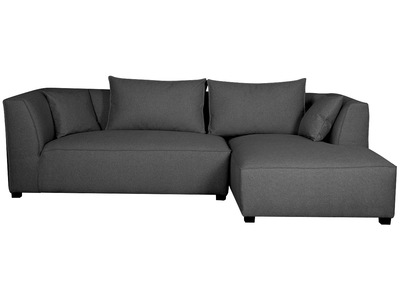Canap&eacute; d'angle droit modulable tissu gris anthracite PLURIEL