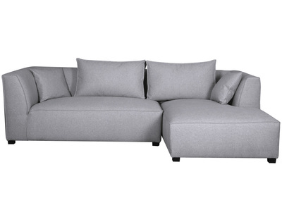Canap&eacute; d'angle droit modulable tissu gris clair PLURIEL