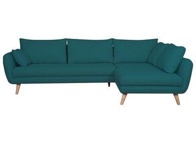 Canap&eacute; d'angle droit scandinave 5 places bleu paon CREEP