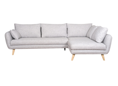 Canap&eacute; d'angle droit scandinave 5 places gris clair chin&eacute; CREEP