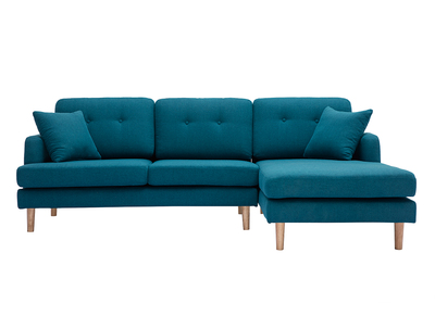 Canap&eacute; d'angle droit scandinave bleu canard CODDY