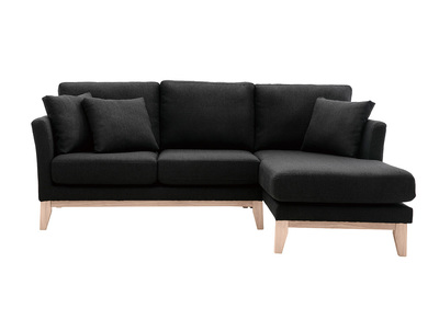 Canap&eacute; d'angle droit scandinave en tissu gris fonc&eacute; d&eacute;houssable OSLO