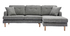 Canap&eacute; d'angle droit scandinave gris clair CODDY