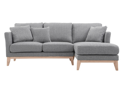 Canap&eacute; d'angle droit scandinave gris clair d&eacute;houssable OSLO