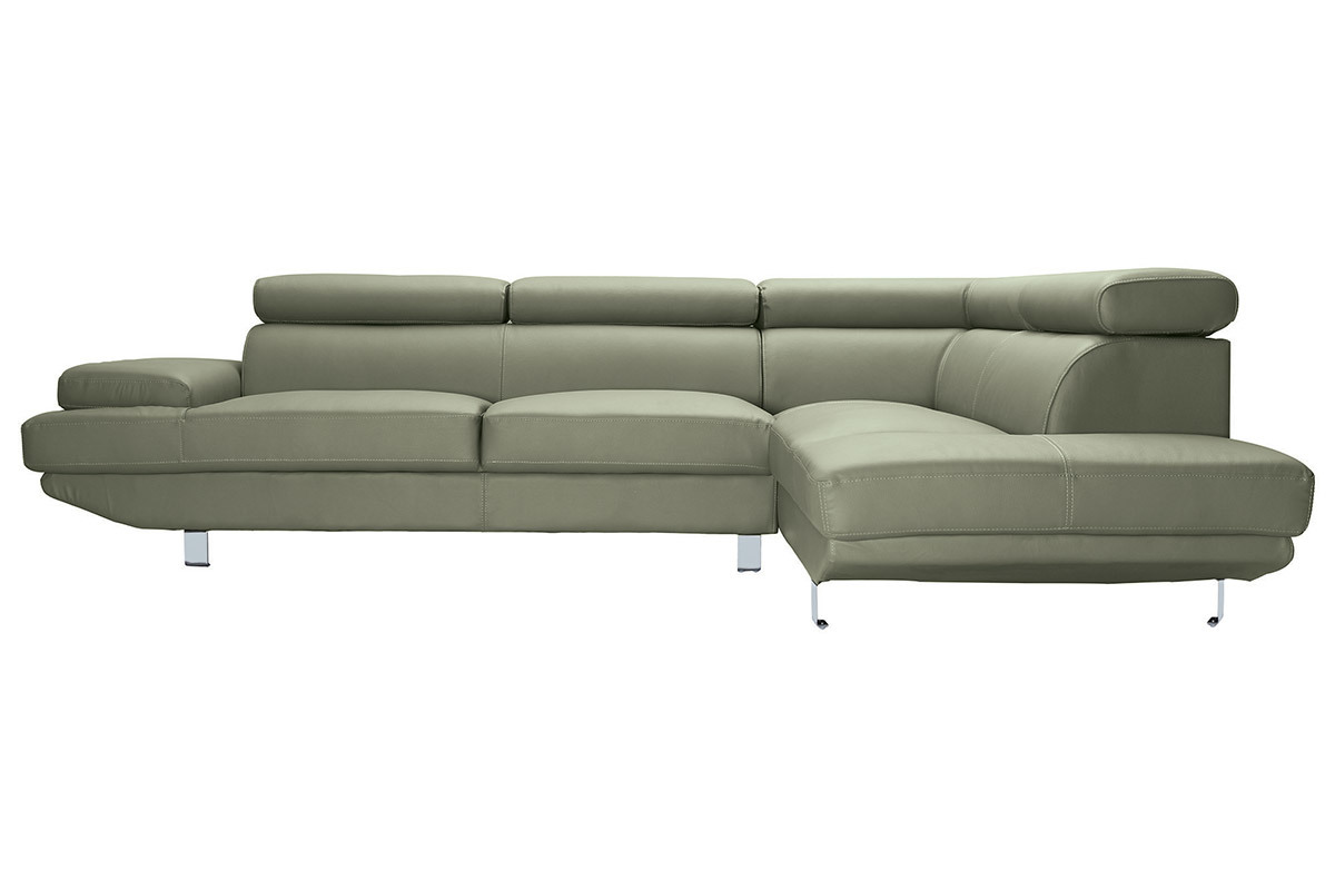 Canap� d'angle en cuir argile avec t�ti�res ajustables JENKINS - cuir de buffle