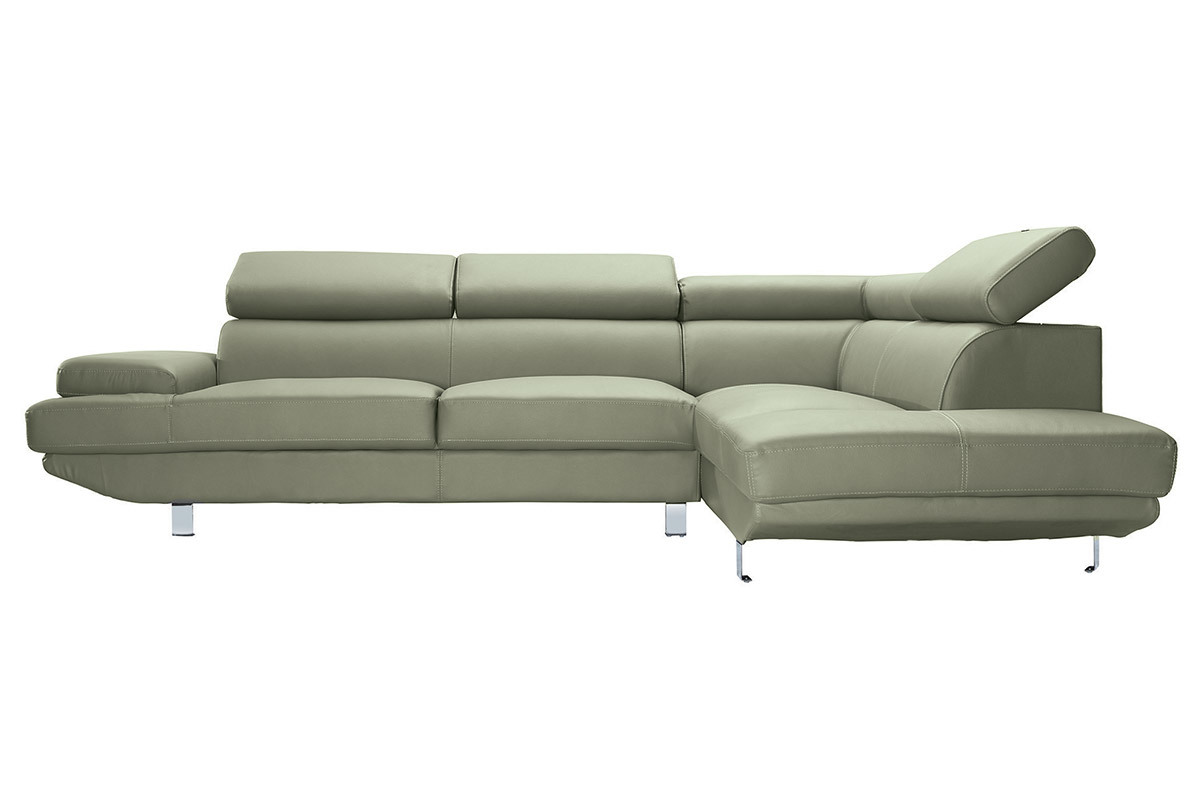 Canap� d'angle en cuir argile avec t�ti�res ajustables JENKINS - cuir de buffle