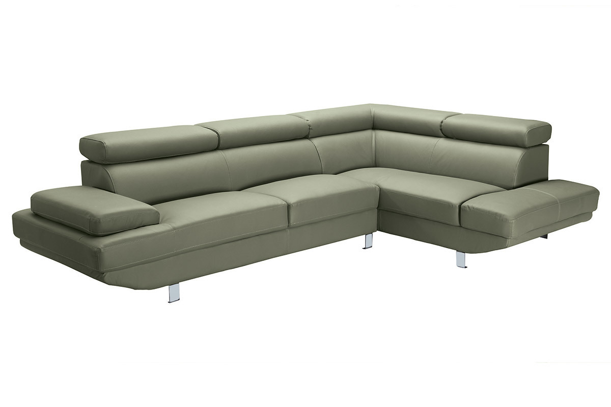 Canap� d'angle en cuir argile avec t�ti�res ajustables JENKINS - cuir de buffle