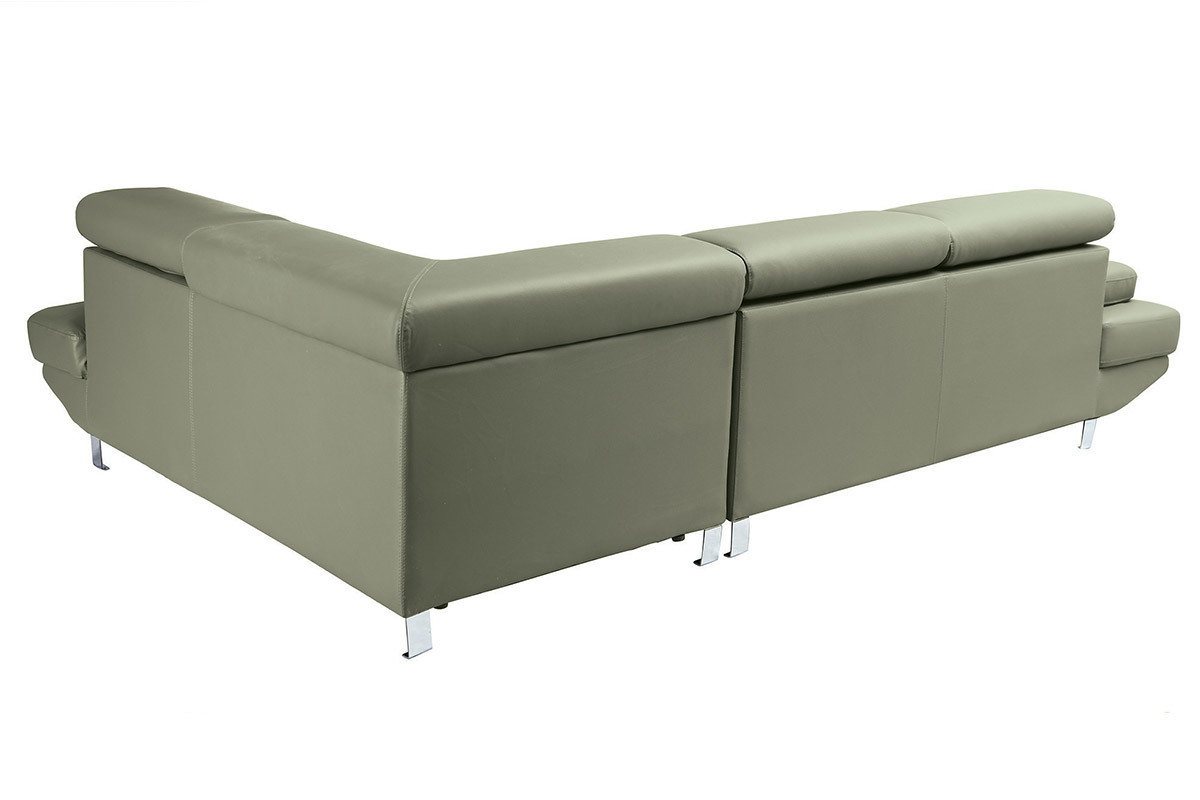 Canap� d'angle en cuir argile avec t�ti�res ajustables JENKINS - cuir de buffle