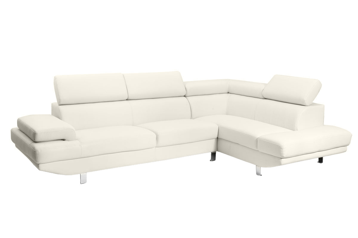 Canap� d'angle en cuir de buffle blanc cass� avec t�ti�res ajustables JENKINS