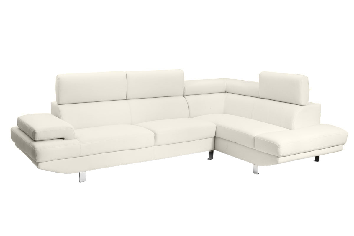 Canap� d'angle en cuir de buffle blanc cass� avec t�ti�res ajustables JENKINS